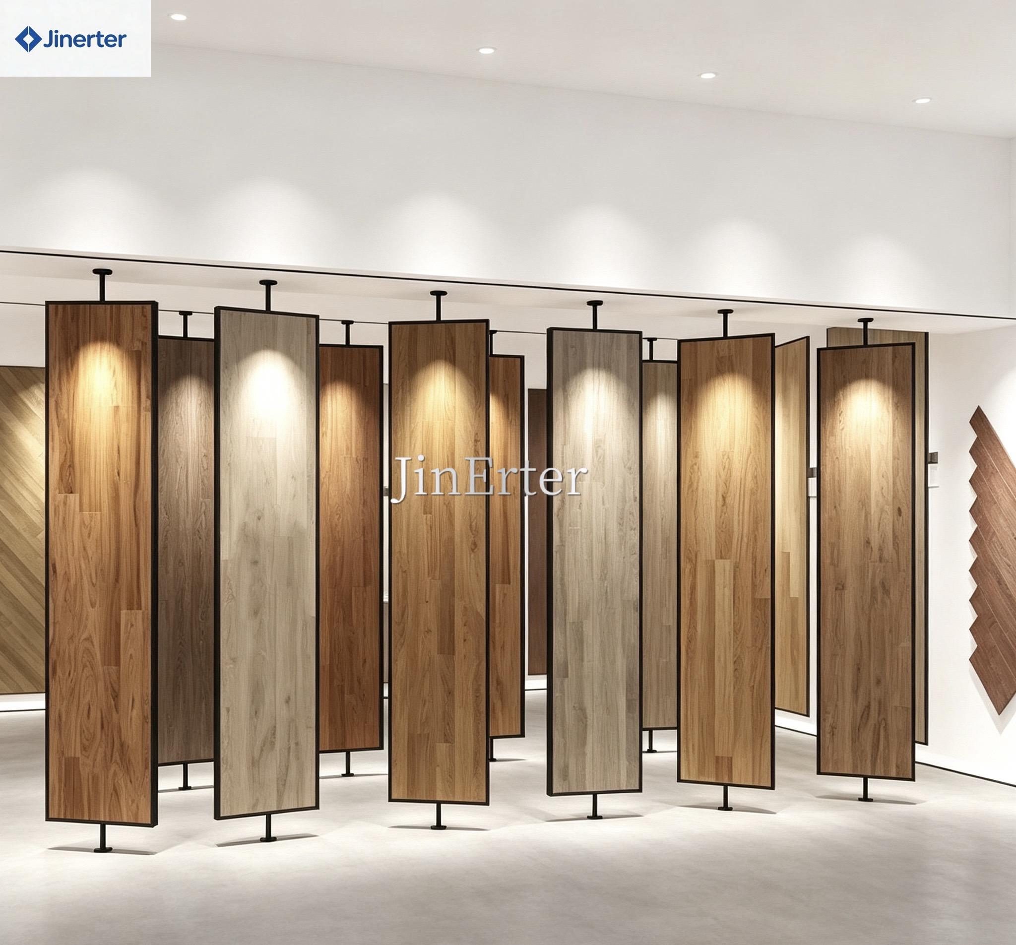 Double-sided Rotating Wooden Display Stand Detachable Design for Art Paints Tiles for Eco-friendly Advertising Display