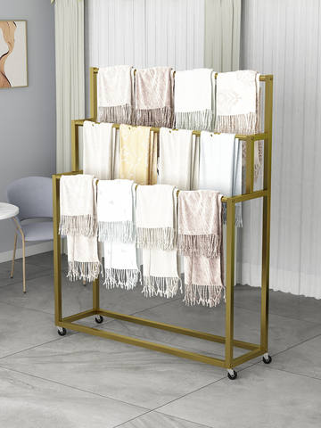 Three-Tier Metal Scarf and Silk Scarf Display Rack for Curtains Quilts Color Cards Fabric Samples-Portable Hanging Rack