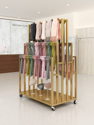 Floor-standing Double-sided 6-tier Modern Minimalist 150cm Silk Scarf Island Rack Color Card Hanging Display Shelving