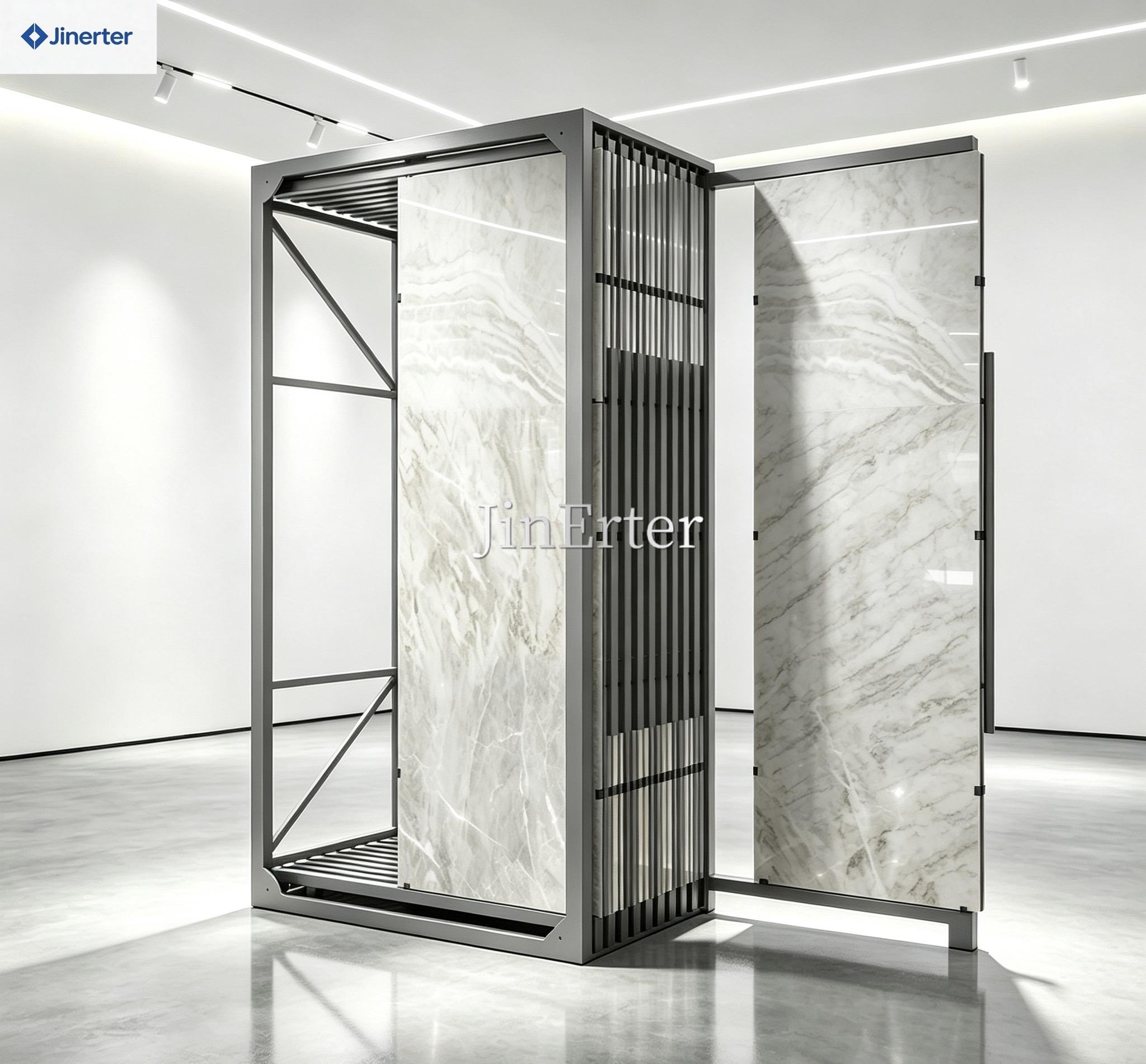 Manufacture of modern, custom-made sliding and adjustable brackets for marble and granite slabs and sliding tile display stands