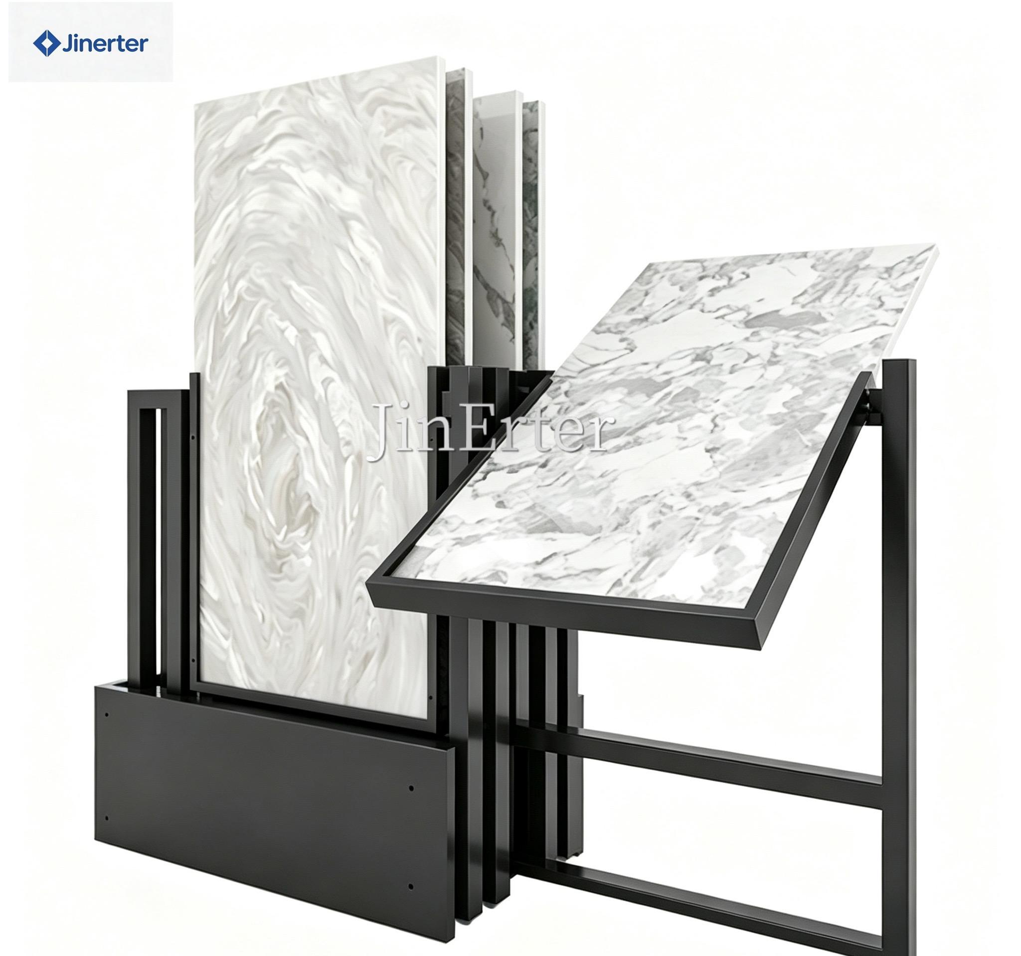 Bespoke pull-out and push-in furniture: metal double-sided rotating large tile rack, marble tile display rack
