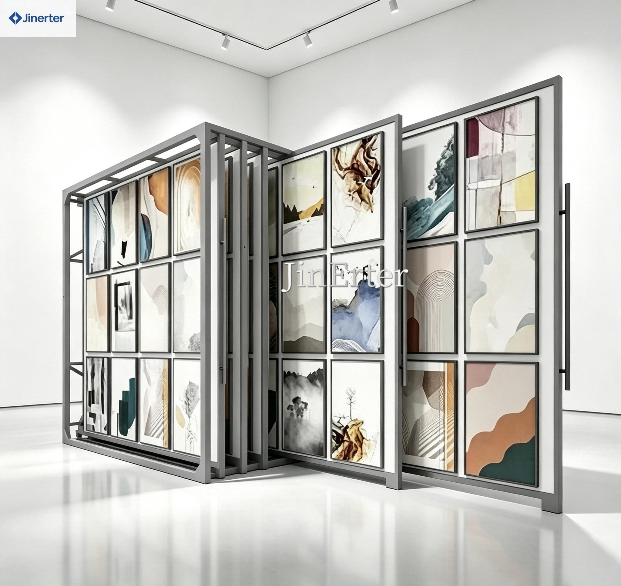 Best-selling sliding display racks, used for displaying canvas and painted artworks in showrooms