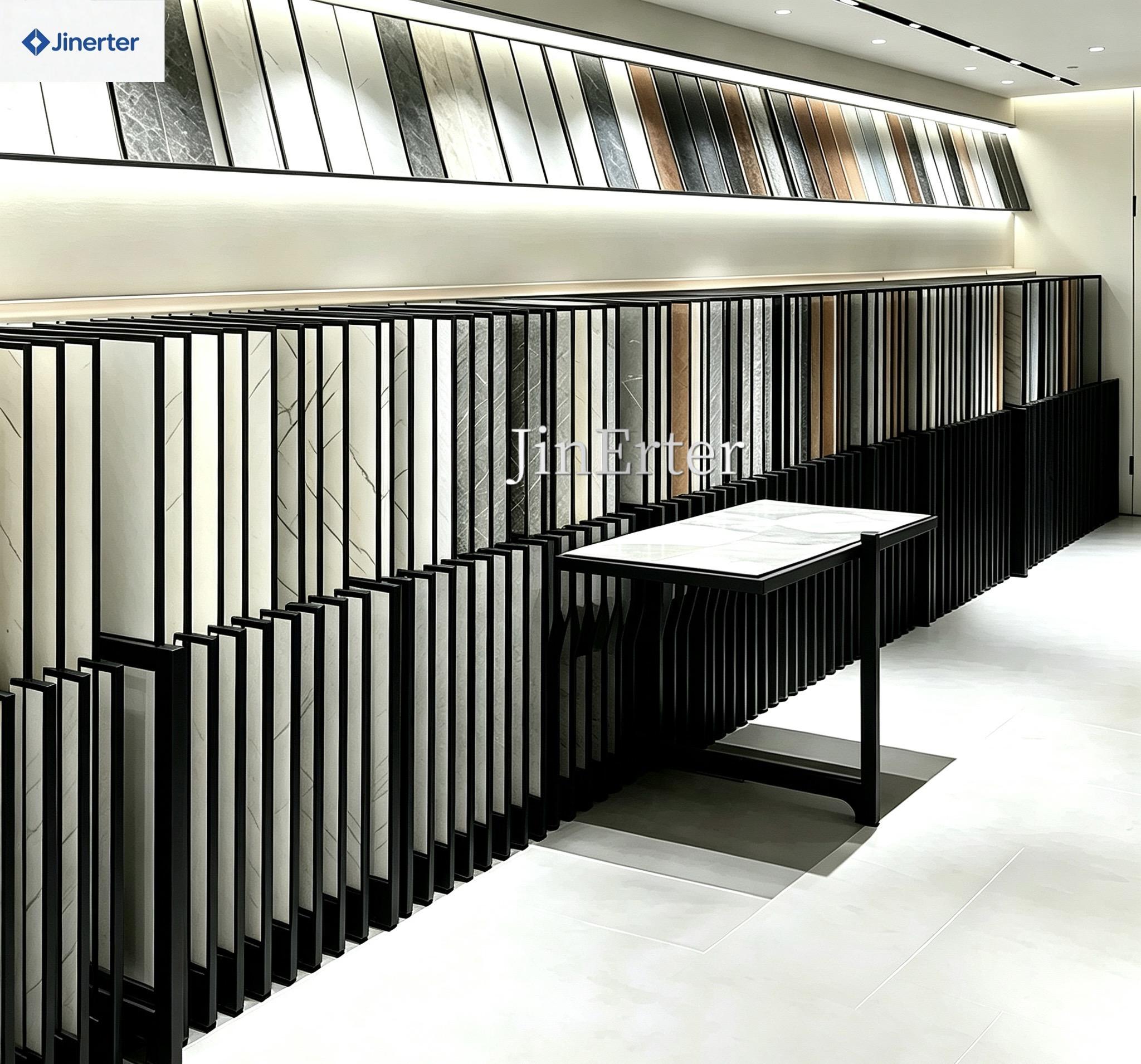 Custom 360-Degree Rotating Granite, Ceramic Tile, and Marble Stone Display Racks and Sliding Showroom Displays