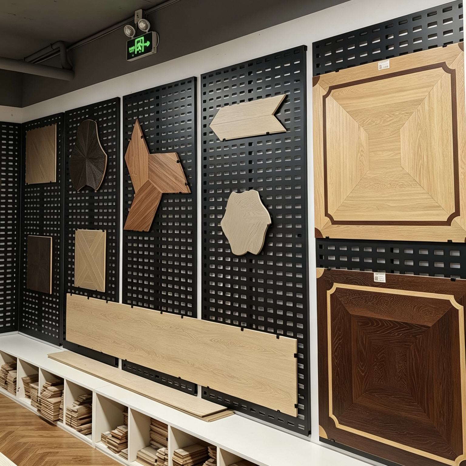 Adjustable Large-Format Marble Perforated Panel Brackets, Metal Tile Wall Display Racks, Retail Wooden Mosaic Stone Tiles