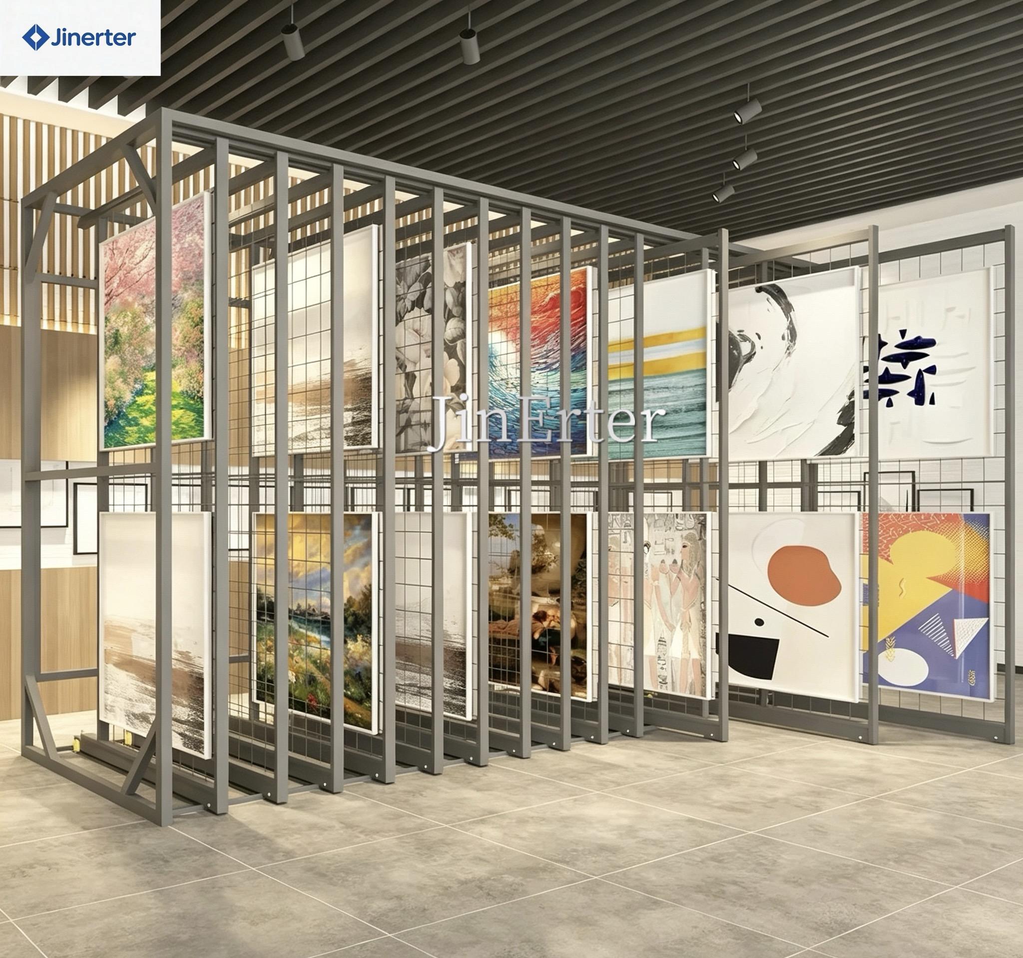 Best-selling sliding display racks, used for displaying canvas and painted artworks in showrooms