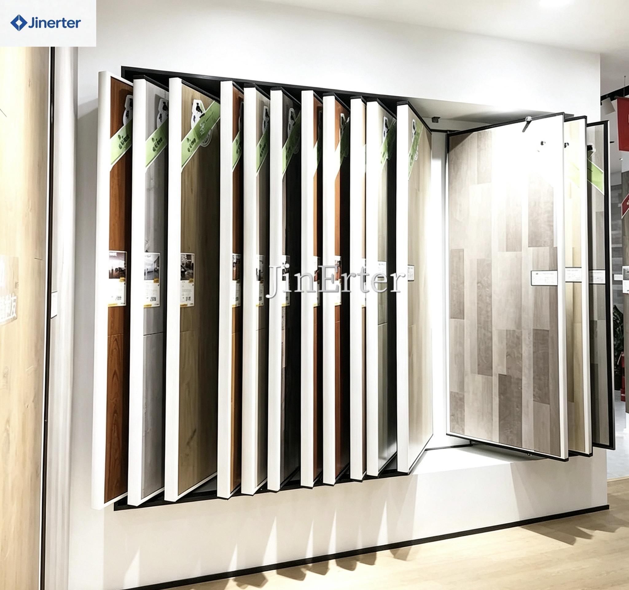 Best-Selling Custom LVT Display Racks: Wood-Laminate, Book-Style, Flip-Page Design Floor Stands