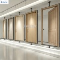 Factory-Customized 360-Degree Rotating Wooden Door Display Stand with Fixed Upper and Lower Metal Frames
