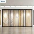 Customizable metal and granite display racks with sliding mechanisms for marble and stone displays