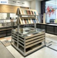Factory-Customized Tile and Metal Display Cabinets, Showroom Storage Racks, and Multi-Tiered Quartz Color Sample Displays