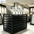 Factory-Customized Tile and Metal Display Cabinets, Showroom Storage Racks, and Multi-Tiered Quartz Color Sample Displays