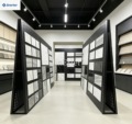Custom modern metal tile display racks and high-end ceramic racks, ideal for stone and ceramic tile showrooms