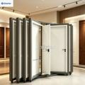 Customizable heavy-duty metal door display racks and freestanding sample stands, suitable for indoor wooden door showrooms