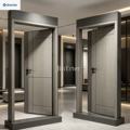 Customizable heavy-duty metal door display racks and freestanding sample stands, suitable for indoor wooden door showrooms