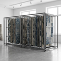 Sliding Metal Carpet Display Rack Push Pull Rug Sample Stand Floor Standing Display Shelving for Showroom