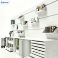 Customizable folding modern display cabinet with tile, wood, laminate, and metal shelving