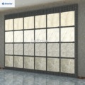 Customizable wall-mounted and freestanding high-end perforated metal tile display racks