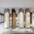 Rotating 600 Shelf Display Rack for Wood Flooring Sliding Ceramic Granite Stand for Retail Showcases Tile Showroom Displays