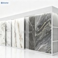 Customizable sliding display room floor stands with metal and granite display racks for horizontal display of marble and stone