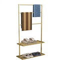 Dry Wet Bathroom Towel Rack Toilet Non-perforated Floor-to-Floor Bath Multi-functional Storage Shelf for Slippers and Towels