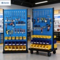 Workshop Mobile Pegboard Tool Cart Display Rack with Square Hole Hanging Board for Screw and Parts Storage