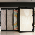 Customized Vertical Orientation Carpet Display Rack Pull-out Blanket Display Rack Textile Fabric Push-pull Display Stand
