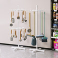 Rotating Floor Mop Rack with Double Hook & Traceless Design for Commercial Classroom Factory Use-Sanitary Storage