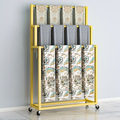 Floor Standing Metal Scarf Display Stand Wheels for Clothing Store Exhibition Nakajima Belt Trousers Rack Fabric Curtain Sample