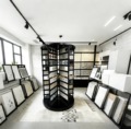 Bathroom Mosaic Tiles Display Rack Rotating Floor Standing Metal Shelf for Porcelain & Ceramic Tile Marble Quartz Stone Samples