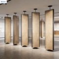 360 Degree Rotating Display Stand for Wooden Floor Sample WPC Panel & Granite Floor for Exhibition Hall Use