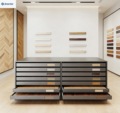 Custom Wood Floor Display Rack with Drawer Type PVC Wood Sample Stand for Store Display Made by Chinese Manufacturers