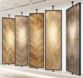 Wooden Floor Display Rack Rotating Tile & Wallpaper Stand Fabric Diatomaceous Earth 5-Layer Painted Surface Freestanding Design