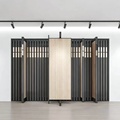 Wooden Floor-Standing Display Stand Pull-Out Rotating Features for Ceramic Tile Art Paint Rock Slab-6 Shelves Painted Surface