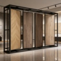 Floor Double-Sided Display Stand Paint & Wallpaper Display Rack Sample Shelving Unit Metal Sheet Display Stand